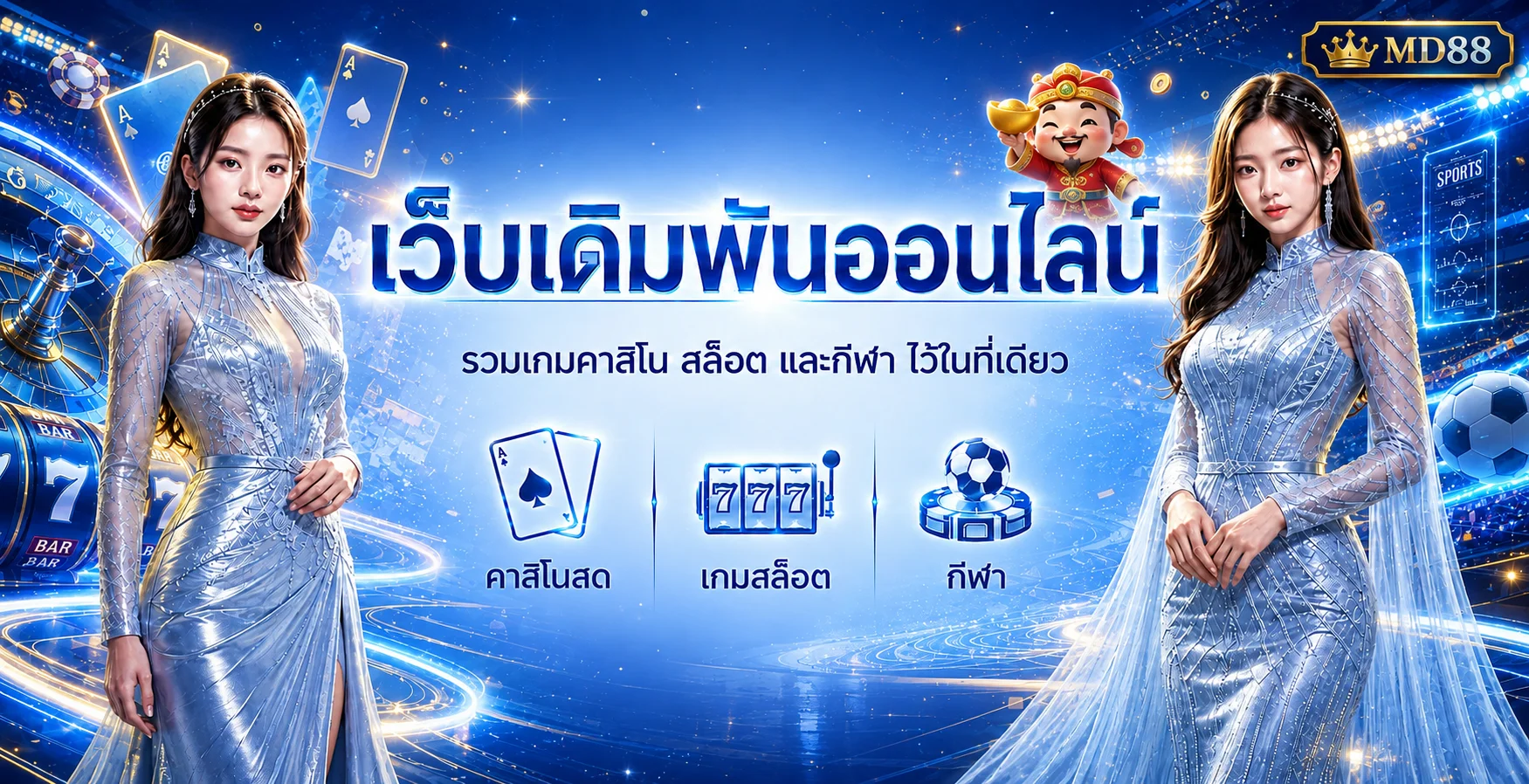 แบนเนอร์ MD88 รวมคาสิโน สล็อต และกีฬา